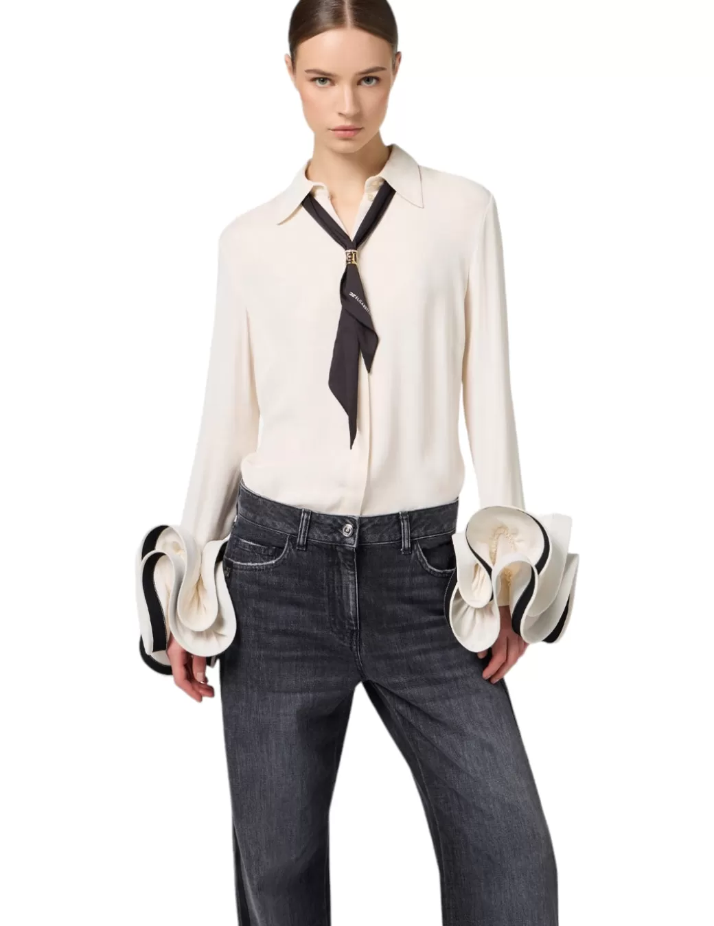 Outlet Elisabetta Franchi Camisa CAT9647E2 Crudo Beige