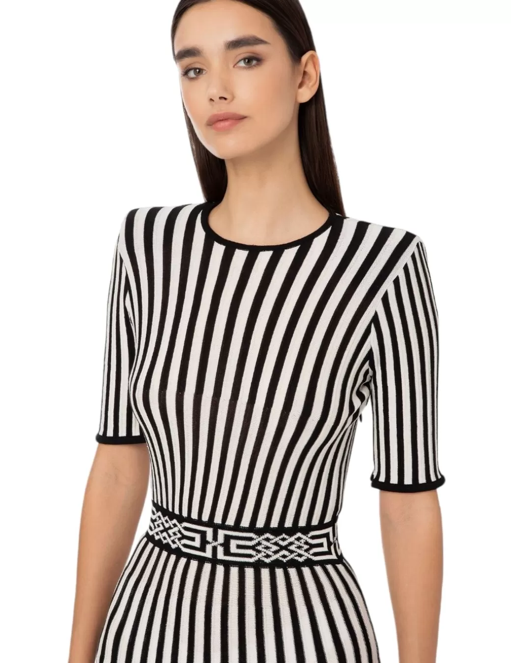 Best Sale Elisabetta Franchi Vestido Plisado Bicolor Negro